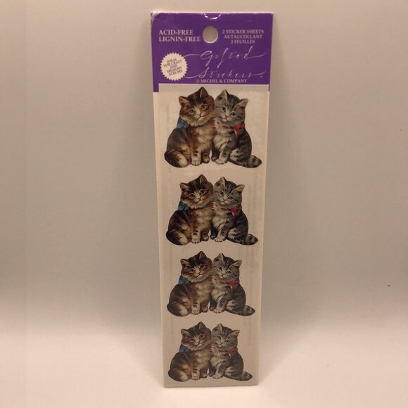 Cat Stickers Kittens The Gifted Line John Grossman 2 Sheets New Lignin Acid Free - Picture 2 of 6